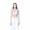 Blusa de rede de pesca com strass europeia e americana transfronteiriça feminina, costas nuas, totalmente com diamantes, top transparente brilhante feminino