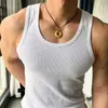 Camiseta sin mangas acanalada para hombre de verano, estilo americano para fitness, ajustada, sin mangas, corte slim, secado rápido, elástica, chaleco de entrenamiento