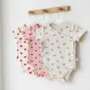 Enterizo de Verano para Bebé Niña con Adorno de Encaje, Elegante Mono Estampado de Manga Corta, Nuevo Enterizo Triangular para Salidas