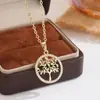 Colar pendente de árvore oca de vida oca popular europeia e americana estilo europeu e americano colar de zircão geométrico cadeia de clavícula