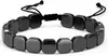 Pulsera Cuadrada de Piedra Negra de Venta Caliente Transfronteriza para Hombres, Pulsera Elástica Mixta de Hematita, Pulsera de Cuentas Ajustable