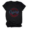Ebay Europeu e Americano Verão Novo Esportivo Versátil e Confortável Feminino Não Há Chorar Gola Redonda Manga Curta Camiseta