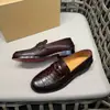 Zapatos Mocasines de Cuero Genuino de Capa Superior Exclusivos de Comercio Exterior CL, Zapatos Slip-On Vintage con Relieve de Cocodrilo, Zapatos Formales de Cuero para el Trabajo