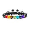 Pulseira de Joia de Liga de Sete Veias Mais Vendida Transfronteiriça Pedra Vulcânica Colorida Turquesa Olho de Tigre Pulseira Trançada de Yoga