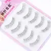 Pestañas postizas de tallo de hilo de pescar transparente afilado hechas a mano, simulación natural, gruesas, rizadas, cinco pares de pestañas postizas lisas