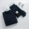 Conjunto de Ropa y Pantalones de Algodón Puro para Otoño, Conjunto de Dos Piezas de Cuello Redondo Medio para Otoño e Invierno, Ropa Interior Térmica Ajustada, Suéter de Algodón, Suéter y Pantalones