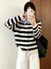 Cardigan Tricot Color Block Gola Falsa Duas Peças Plus Size Feminino Inverno 2026 Para Mulheres Cheinhas Outerwear Casual para o Dia a Dia