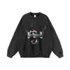Moletom com Capuz Estampado Escuro Retro High Street Americano para Homens e Mulheres Vibe Casual Desgastado com Capuz de Manga Longa Transfronteiriço