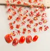 Pegatinas para Uñas Hoja de Arce Rojo Caramelo Dorso Plano Adhesivas Hojas Rojo Fuego Otoño/Invierno Pegatinas para Uñas DIY Adornos Modelo DH