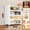 Armário de armazenamento de chão para cozinha e sala de jantar com porta, armário de armazenamento com porta, micro-ondas, forno, panela, armário de armazenamento de função multicamada, prateleira