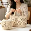 Fio de Algodão Oco para Quatro Estações 2mm Algodão Linho Tricô Manual DIY Chapéu Bolsa Crochê Capa de Copo Fio Redondo Coreano