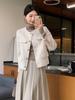 Casaco curto de cashmere dupla face estilo Hepburn Xiaoxiang, casaco curto feminino para primavera e outono, lã, pequeno temperamento, solto, estilo coreano