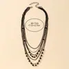 Cadena para Suéter de Clavícula Multicapa con Cuentas de Vidrio Transfronteriza Europea y Americana, Estilo Único de Nicho, Collar de Gama Alta para Mujer