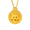 Tienda de Oro Mismo Estilo Oro Arena Diamante Incrustado Moneda de Cobre Bestia Auspiciosa Colgante Estilo Retro para Mujer Moda Hueco Redondo Collar Suministro en Vivo