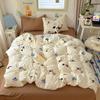Juego de cuatro piezas de algodón lavado Estilo de dibujos animados Sábanas estampadas Juego de tres piezas Dormitorio de estudiantes Agradable para la piel Verano Sábanas ajustables Ropa de cama