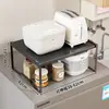 Estante de almacenamiento para encimera de cocina, soporte para ollas extensible, estante de almacenamiento multifuncional para microondas y olla arrocera para el hogar