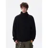 Suéter de Cuello Alto Irregular de Peso Alto para Hombre, Marca de Moda Otoño e Invierno, Estilo Old Money, Corte Holgado, Ropa de Punto Base Cálida