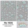 Redanco Nuevos Stickers para Uñas 5D en Relieve Estilo Ins Flor Ligera Adhesivos Estéreo para Uñas He-1034
