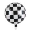 Globo casco neumático nuevo de 18 pulgadas a cuadros blancos y negros redondo de película de aluminio globo decoración fiesta temática de carreras