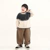Suéter Changguo para Niños Ropa de Invierno Estilo Coreano para Niños Otoño e Invierno Suéter de Punto con Bloques de Color Cuello Redondo para Niños Pequeños Top Pulóver