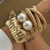 Joia Transfronteiriça Europeia e Americana Pulseira de Linha Metálica Enrolada Retro Pulseira de Pérola Plissada Irregular kit