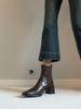 Botines Chelsea de tacón alto versátiles con pliegues, estilo nuevo Otoño e Invierno 2026 para mujer, Botines cortos de puntera cuadrada y tacón grueso, Botines ajustados, Botas Martin