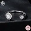 Anillo Abierto de Moda Evelle con Moissanita Anillo Ajustable Plata de Ley s925 Joyería Versátil Brillante para Mujer Venta al por Mayor