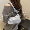 Denim Estampado Plisado 2025 Nuevo Japonés Dulce Elegante Estético Casual Bajo el Brazo Hombro Único Portátil Bolso Cuadrado Pequeño
