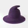 Sombrero de Mago de Hilo de Algodón Transfronterizo Estilo Infantil Sombrero de Bruja de Halloween Sombrero Plegable Sombrero Mágico de Punto de Color Sólido para Mujer