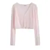 Verano con vestido de tirantes ropa de protección solar cárdigan para mujer chal de malla fina cubierta exterior de gasa top corto chaqueta
