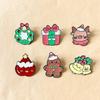 Broche pequeno de Natal, distintivo de metal japonês fofo, desenho animado, casal, alfinete, bolsa personalizada, roupas, decorações para homens e mulheres