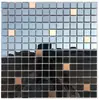 Pacote de Adesivos Decorativos Mosaico de Aço Inoxidável Metal Prata Escovado Superfície Espelhada para Pilares Balcões de Bar Paredes de Fundo de Restaurante