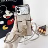 Moda Lujo Adecuado para Huawei Nova Flip Anillo de Mickey Cuerda Cruzada Cuero Creativo Pantalla Plegable Teléfono Móvil