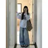 Camiseta de Manga Larga Estilo Niche Americano para Mujer Otoño 2025 Nuevo Holgada Moda Casual Longitud Media Estilo Ins