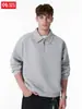 Sudadera Han Lu de Perfil Bajo Ancho y Cremallera Media con Cuello de Solapa para Hombre, Temporada de Otoño, Segmentada y de Retazos, Jersey de Peso Pesado Holgado.