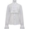 Camisa Gótica Neogótica de Ruffles con Cuello Alto para Mujer, Estilo Europeo y Americano, para Actuación en Escenario Cosplay, Camisa de Manga Larga