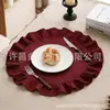 Mantel individual de algodón lavado de color sólido con borde de volantes, redondo, simple, para servilleta, aislante térmico, venta caliente de nuevos productos transfronterizos