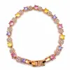 Popular en Xiaohongshu y Douyin: Pulsera de Zirconia Arcoíris de Alta Gama, Joyería de Lujo Ligero a la Moda, Pulsera Dulce