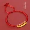 Pulseira de Fio Vermelho Protetora Estilo Chinês, Pulseira de Casal Tecida à Mão para Homens e Mulheres, Oração para Boa Sorte e Fortuna, Pulseira de Fio de Cinco Cores