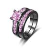 Joyería caliente de comercio exterior Zhenrong Moda europea y americana anillo de doble capa circón en polvo chapado en oro negro anillo joyería