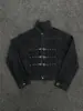Chaqueta de Hip Hop de Mezclilla Americana para Hombre 2026 Diseño de Hebilla de Avión de Metal Pesado Chaqueta Corta Plegada