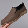 Zapatos de Hombre Transfronterizos, Nuevos Estilos Primavera y Otoño, Zapatos Casuales Slip-On Versátiles para Hombre, Zapatos de Cuero Casuales Antideslizantes de Suela Suave para Conducir para Papá