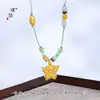 Collar de Mariposa de Cristal Chapado en Oro de Lujo con Diamantes y Perlas Doradas, Nueva Cadena para Suéter de Moda de Gama Alta Estilo Chino para Mujeres