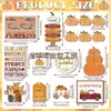 Bandeja Escalonada de Madera de Calabaza de 16 Piezas para Acción de Gracias y Halloween Estilo Granja Rústica Estilo Cosecha