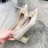 Sapatos de Casamento Elegantes e Versáteis em Estilo Francês, Sapatos de Salto Médio de Bico Fino e Salto Bloco de Uso Duplo para Madrinhas e Mulheres, Novos Sapatos de Casamento para Mulheres Primavera/Verão 2026