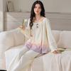 Pijama para Mujer Primavera y Otoño Algodón Puro Manga Larga Pantalón Dulce Degradado Casual Ropa de Casa 2025 Nuevo Traje Estilo Juvenil
