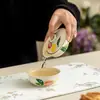 Juego de tazas de té de cerámica pintadas a mano Yumei Li para viajes al aire libre, una taza y una taza de té con bolsa portátil