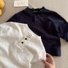 Camiseta Informal de Manga Larga con Botones para Niños Camisa Polo para Niños Otoño Nueva Moda Camiseta Básica para Niños y Niños de Edad Media