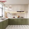Gabinetes de Madera Maciza Franceses Claros Personalizados para Toda la Casa Estilo Americano Europeo Retro Verde Cocina Gabinetes de Cocina de Celebridad de Internet Fábrica Personalizada