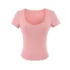 Camiseta Manga Corta Escote en V Ceñida a la Cintura Estilo Puro Deseo Manga Corta, Nuevo Modelo de Verano, Top Básico Sexy Ajustado de Color Sólido